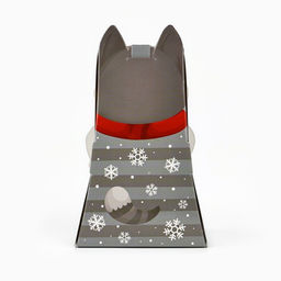 Цена за 5 шт. Коробка новогодняя складная с окном «Котик», 9×15.5×6 см