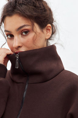 Толстовка женская из футера начес Комфорт шоколад макси