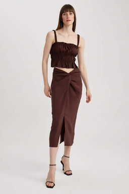 Юбка-карандаш из модала с нормальной талией миди - Defacto фото 4