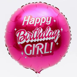 Воздушный шар фольгированный 18" «Happy birthday, girl», 1 шт., с подложкой