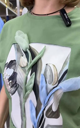 Авторская футболка премиальный хлопок +шелк+жемчужные бусины - Sahar art lab фото 7