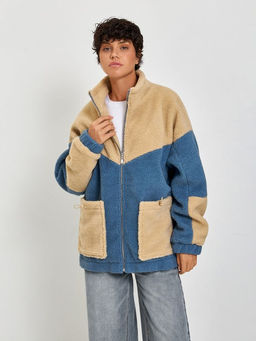 10200130361 Куртка жен. Spiga бежевый-синий