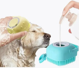 Цена за 3 шт. Щетка для вычесывания шерсти и мытья "Счастливый хвост!", цвет синий, 8*4,5см (коробка)