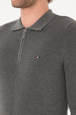 Erkek Regular Fit Fermuarl_ Gri Melanj Basic Kazak - U.s. polo assn фото 7