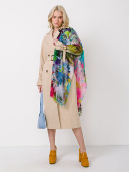 Большой, мягкий, тонкий и очень нежный двусторонний палантин с рисунком в стиле арт-деко - Tantino фото 3