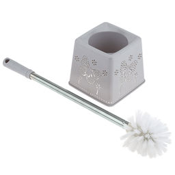 Ерш унитазный пластмассовый со съемной ручкой из нержавеющей стали Бабочки 44см, с подставкой 13х13см h11,5см, серый (Китай) - Домашняя Мода фото 3