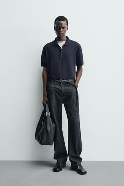 POLO PUNTO 100% LINO / Marino