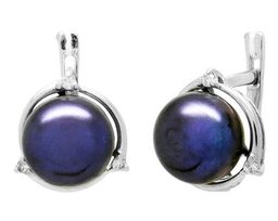 Серьги из серебра жемчуг, см079ч