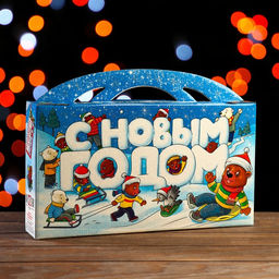 Цена за 3 шт. Подарочная коробка Мишки, 39 х 6,5 х 21,5 см