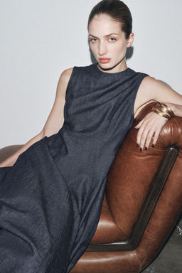 ZW COLLECTION DENIM MIDI DRESS - Zara фото 6