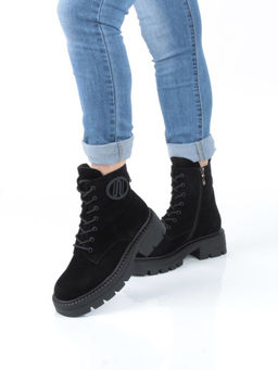 04-M3-1477 BLACK Ботинки зимние женские (натуральная замша, натуральный мех) - Фабричный китай фото 2