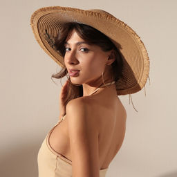 Шляпа женская MINAKU, цвет светло-коричневый, размер 58, принт перо