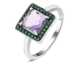 Кольцо, аметист , наноизумруд, Алсу