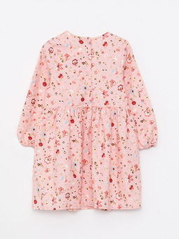 Bisiklet Yaka Desenli Uzun Kollu K?z ?ocuk Elbise