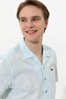 Мужская бирюзовая рубашка с коротким рукавом - U.s. polo assn фото 8