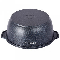 Кастрюля с антипригарным покрытием 5л, д28см "Granit Ultra", h12см, толщина дна 0,6см, стеклянная жаропрочная крышка, цельнолитая ручка из термостойкого пластика, голубой гранит, "Kukmara" (Россия) - можно использовать металлические кухонные принадле