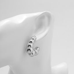 Серьги кольца QF Тренд, мятые, гроздь, цвет серебро  фото 2