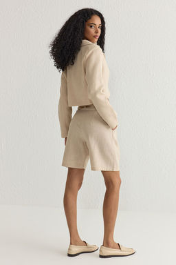 TRENDYOLMILLA Haki Keten Gorunumlu Regular Boy Dokuma Sort & Bermuda TWOSS25SR00030 фото 5