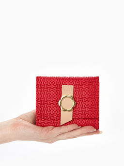 Кошелёк женский на кнопке, 11?1?10 см, комбинированный, красный