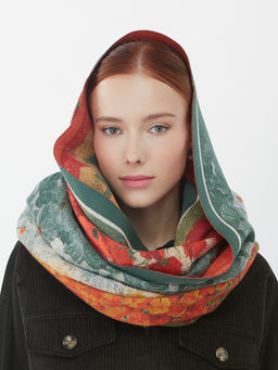 в составе ШЕРСТЬ и КАШЕМИР  Большой, мягкий, теплый двусторонний палантин с принтом. - Tantino фото 4