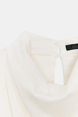 TOP SATINADO HOMBRERAS NUDO / Crudo - Zara фото 7
