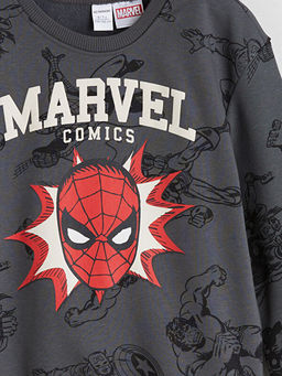 Bisiklet Yaka Spider-Man Bask?l? Erkek ?ocuk Sweatshirt