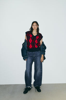 ARGYLE KNIT OVERSIZE WAISTCOAT