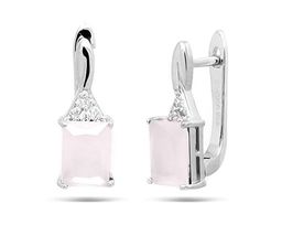 Серьги из серебра розовый кварц, МЦВ687