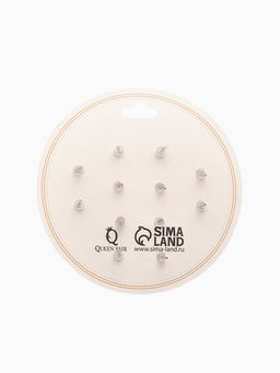 Пусеты 6 пар «Жемчужные» планеты, бело-синие в серебре