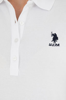 Женская белая базовая футболка с воротником-поло Неожиданная скидка в корзине - U.s. polo assn фото 13