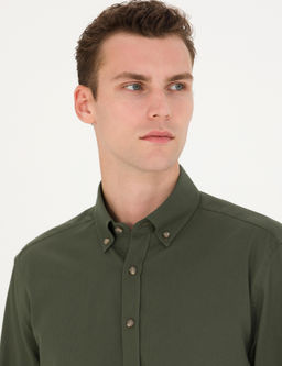 Haki Regular Fit Uzun Kollu G_mlek - Pierre cardin фото 3