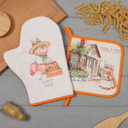 Набор кух. Этель Кролики варежка-прихватка 20х28см, прихватка 19х19см,100% хл  фото 5