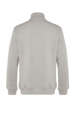 Gri Regular/Normal Kesim Dik Yaka Fermuarl? Pamuklu Basic Ici Polar Sweatshirt TMNAW24SW00041