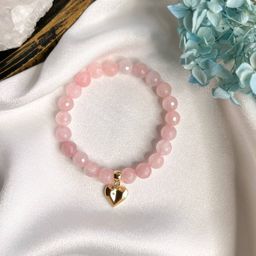 Браслет с подвеской "Сердце" из Розового кварца