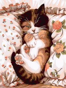 ФРЕЯ PNB/PM-214 Набор для раскрашивания по номерам 40 х 30 см Сны котика