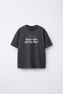 CAMISETA ESTAMPADO TEXTO / Gris antracita