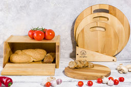 Комплект 3 досок 35*35*1,8 см, 30*30*1,8 см, 25*25*1,8 см Круг с ручкой на дер. подстав. - Elan gallery фото 21