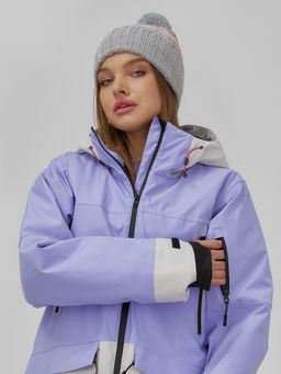 Горнолыжная куртка женская зимняя фиолетового цвета 7077F - Chunmai фото 4