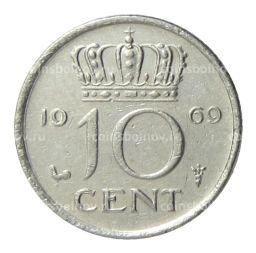 10 центов 1969 года Нидерланды (петух)