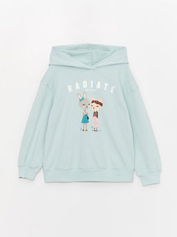 Bask?l? Uzun Kollu K?z ?ocuk Hoodie - Waikiki фото 3
