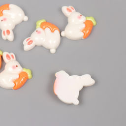 Декор для творчества пластик «Кролик с морковкой», набор 6 шт., 2×2.3×0.8 см