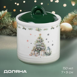 Сахарница новогодняя Доляна Приближение чуда, 150 мл, керамика, белая