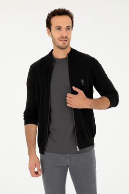 Мужской черный базовый трикотажный кардиган