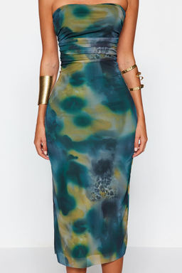 TRENDYOLMILLA Cok Renkli Vucuda Oturan Orme Tul S?k Abiye Elbise TPRAW24EL00303 фото 4