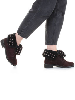 04-2265-B503M-Y1138 BROWN Ботинки женские (натуральная замша, нат.мех)