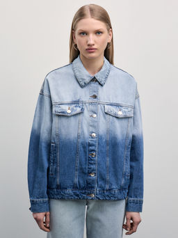 Джинсовая куртка с градиентом / Zarina  фото 3