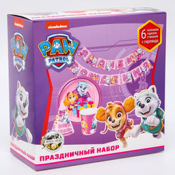Посуда одноразовая бумажная на 6 персон «С днем рождения!», Щенячий патруль