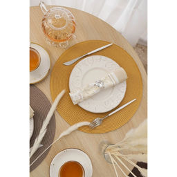 Набор салфеток сервировочных на стол Доляна Лофт, 4 шт, d=38 см, цвет песочный  фото 8
