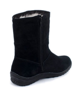 Полусапоги женские на литой подошве., Черные. Замша. Молния. Подклад овчина.