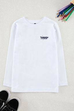 Beyaz Erkek Cocuk S?rt Bask?l? Orme T-Shirt TKDAW25TS00025 - Trendyolmilla фото 2